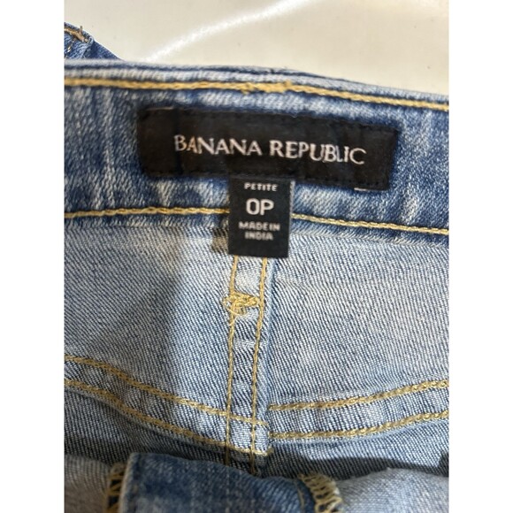 Banana Republic Denim Jean Skirt Women’s Size 0 Petite Button Fly Stretch Modest - Picture 2 of 4